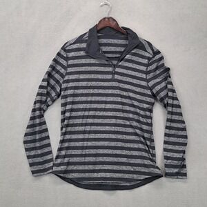 Lululemon Half Zip Pullover Long Sleeve Gray Striped Mens Size Medium